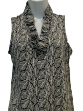 La Mere Lux Augusta Sleeveless Ruffle Neck Top. Medium